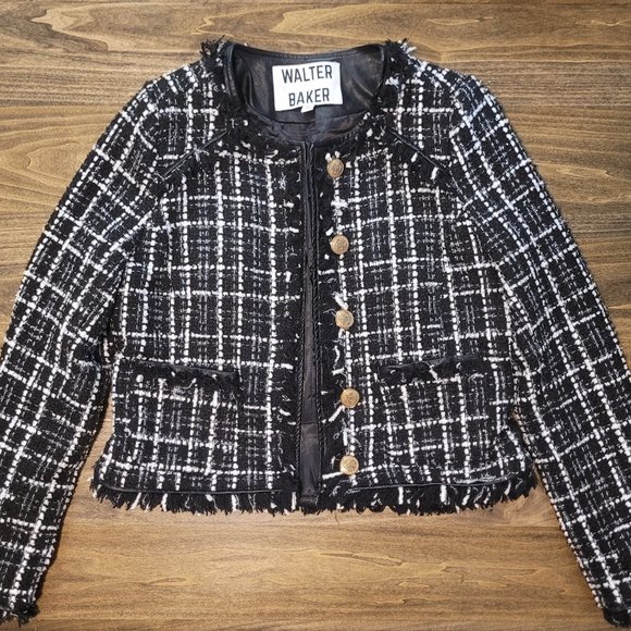 Walter Baker Black and White Tweed Style lady boucle Jacket - Picture 1 of 6